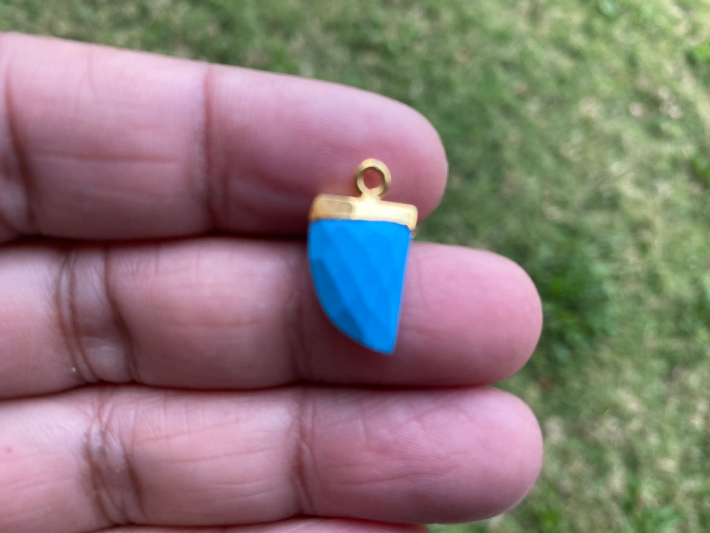 Small Birthstone Gemstone Drop Charm, Sterling Silver Bail, 18K Gold Electroplated, Gold Edge Stone Semi Precious Gem, Faceted Gemstone Drop