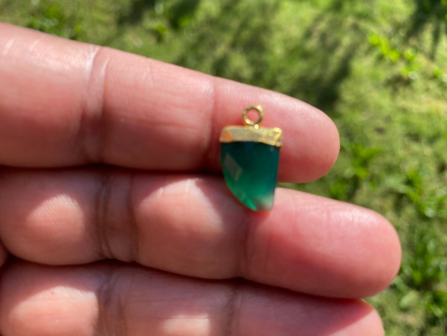 Small Birthstone Gemstone Drop Charm, Sterling Silver Bail, 18K Gold Electroplated, Gold Edge Stone Semi Precious Gem, Faceted Gemstone Drop