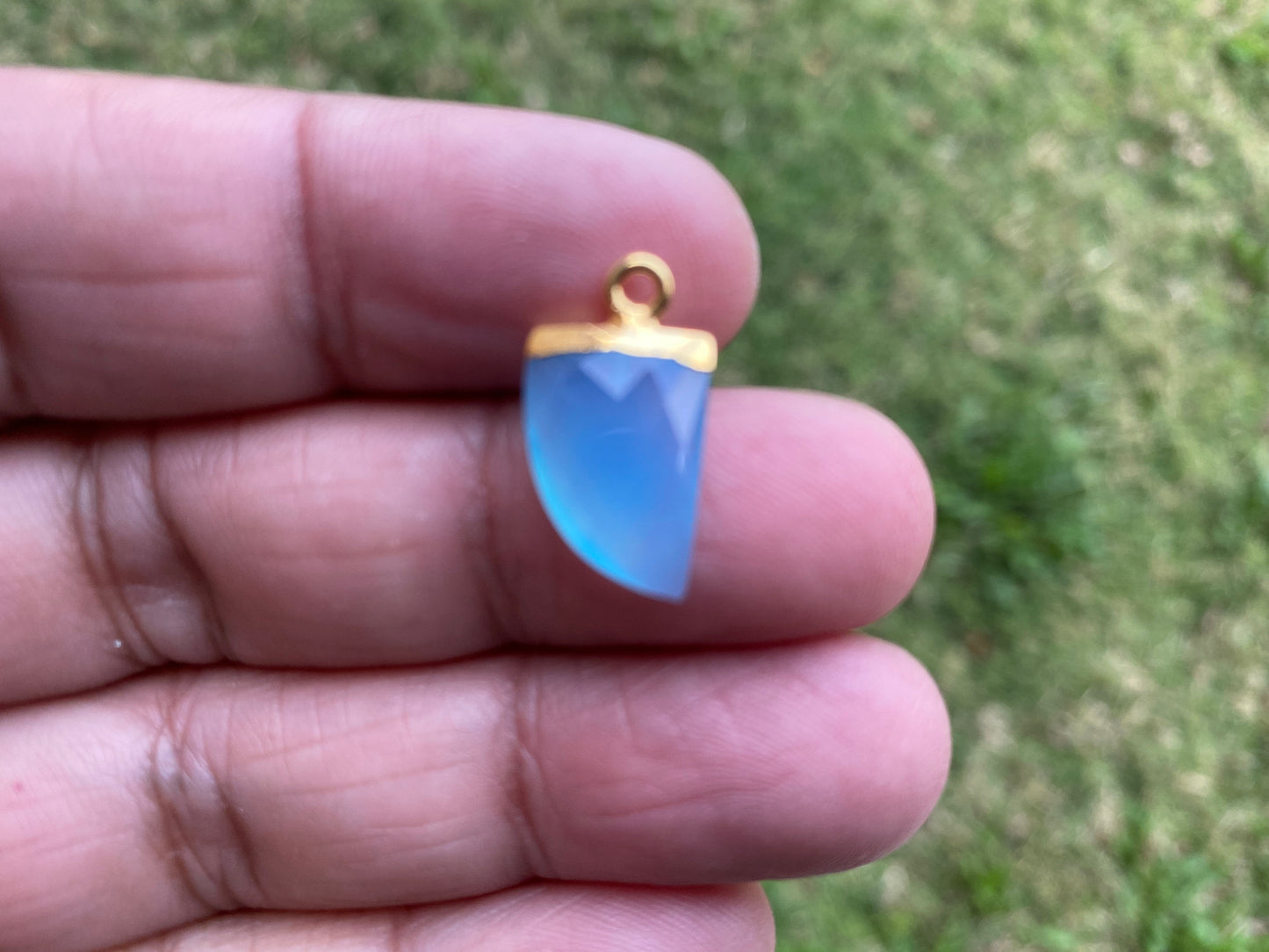 Small Birthstone Gemstone Drop Charm, Sterling Silver Bail, 18K Gold Electroplated, Gold Edge Stone Semi Precious Gem, Faceted Gemstone Drop