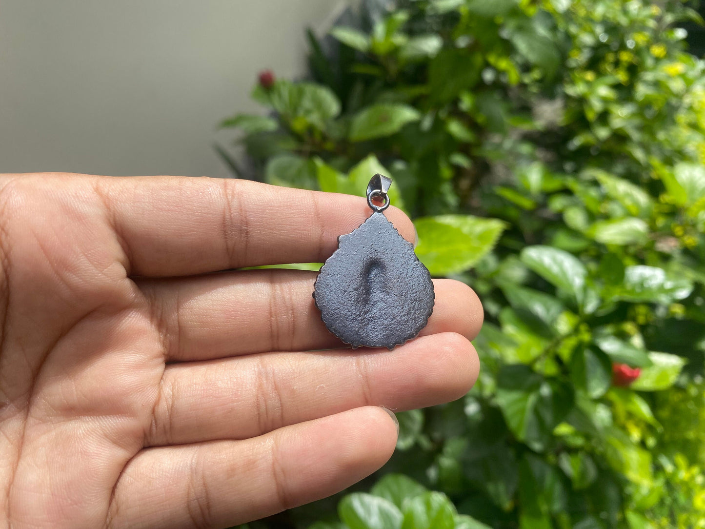 Small Buddha Head Leaf Tibetan Silver Overlay Brass Pendant | Buddhist Jewelry, Pendant for Meditation, Prayer Jewelry, Hand Carved.
