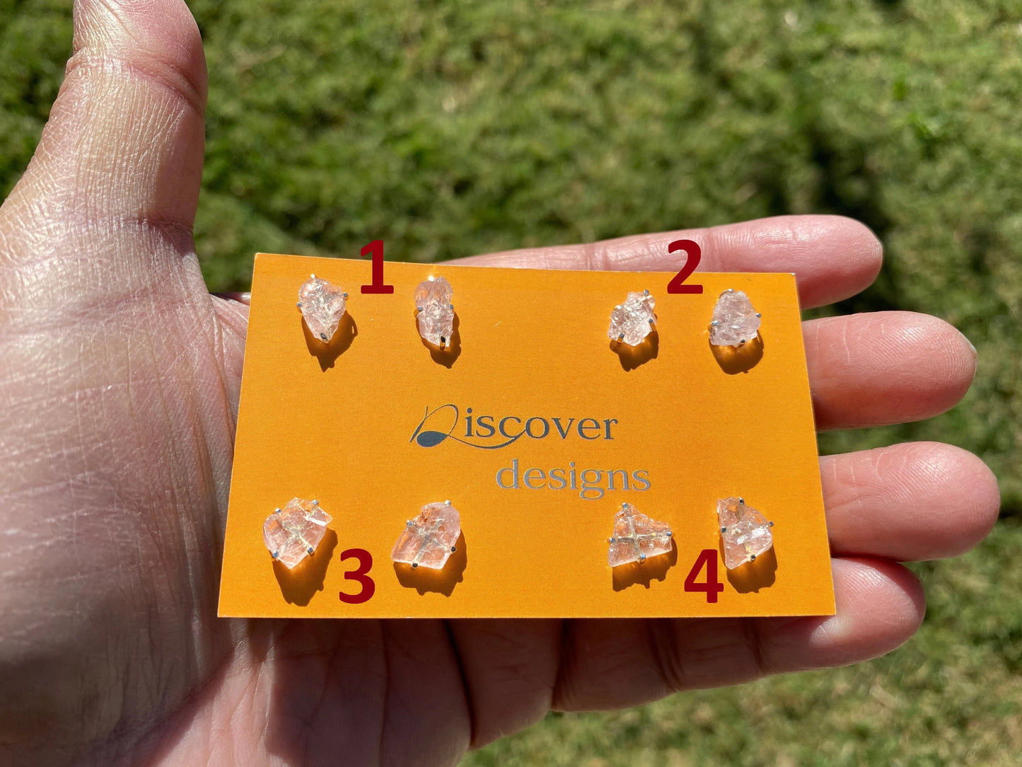Small Ear Studs Raw Morganite Gemstone, 92.5 Sterling Silver Studs, Rough Natural Stone Stud Earrings Post, Birthday Gift Idea for Her, Boho