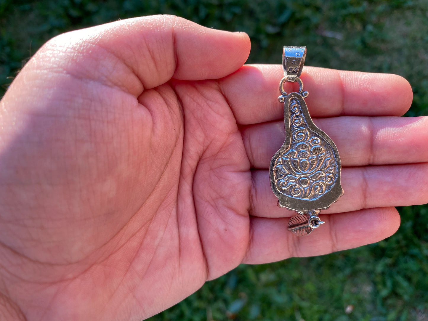 Small Funny Middle Finger Figure Bone Carved Tibetan Silver Pendant, Funny Fuck You Jewelry Gift, F word Pendant, Middle Finger Jewelry