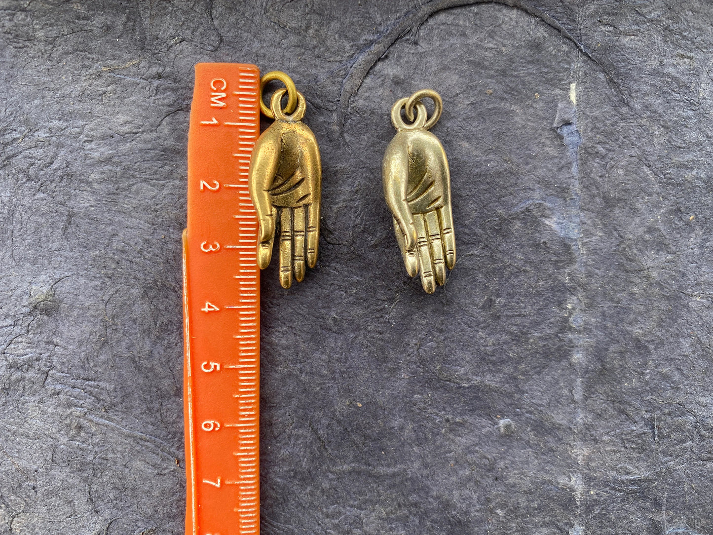 Small Gyan Mudra Hand Brass or Tibetan Silver Charm, Yoga Charms, Meditation Pendant, Calming Pendant, Spiritual Jewelry, Body Energy Charm