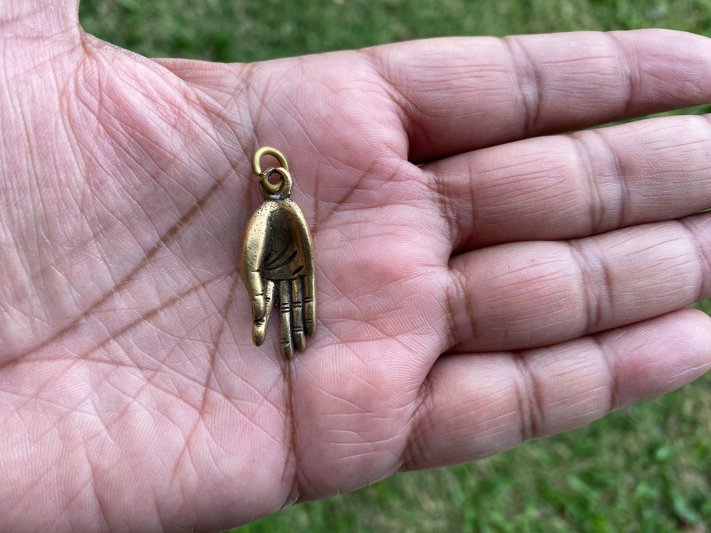 Small Gyan Mudra Hand Brass or Tibetan Silver Charm, Yoga Charms, Meditation Pendant, Calming Pendant, Spiritual Jewelry, Body Energy Charm