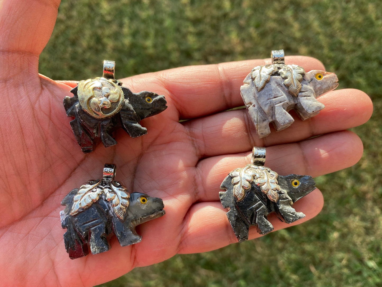 Small Hand Carved Dinosaur Tibetan Silver Pendant, Natural Soapstone Animal Carving, Spirit Animal, Animal Lover's Jewelry,