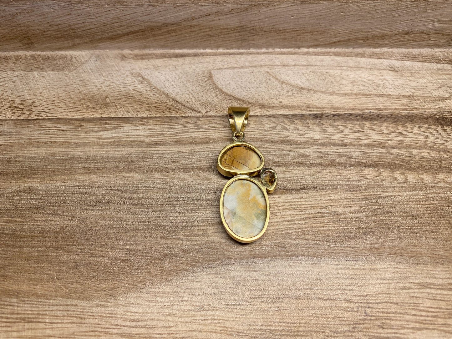 Small Jasper Pendant with faceted Citrine Gemstone, 14K Matte Gold Overlay, Birthstone Natural Stone Pendant for Necklace, Wholesale Price
