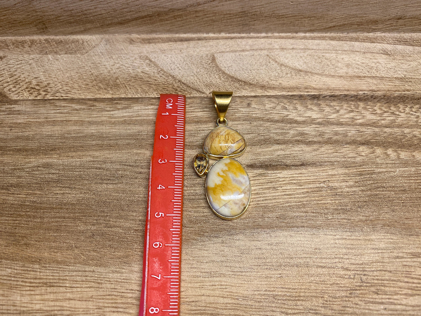Small Jasper Pendant with faceted Citrine Gemstone, 14K Matte Gold Overlay, Birthstone Natural Stone Pendant for Necklace, Wholesale Price
