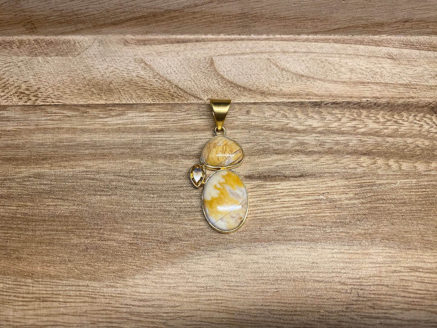 Small Jasper Pendant with faceted Citrine Gemstone, 14K Matte Gold Overlay, Birthstone Natural Stone Pendant for Necklace, Wholesale Price