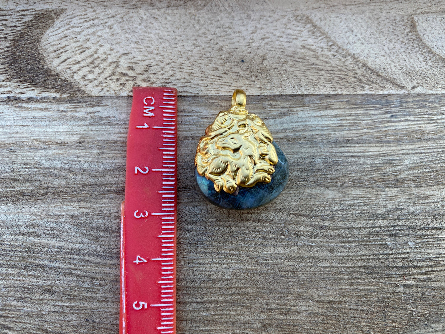 Small Labradorite Gemstone Pendant, 18K Brushed Gold Overlay, Animal Designs Pendant,Healing Crystal Pendant for Gold Chain,Birthstone Charm