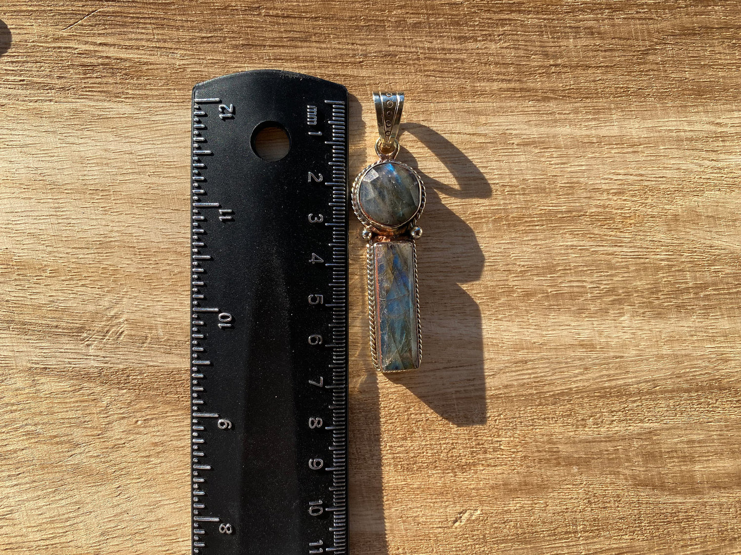 Small Natural Labradorite Tibetan Silver Pendant, Gemstone Jewelry, Healing Crystal, Energy Pendant, Birthday Gift, Birthstone Jewelry