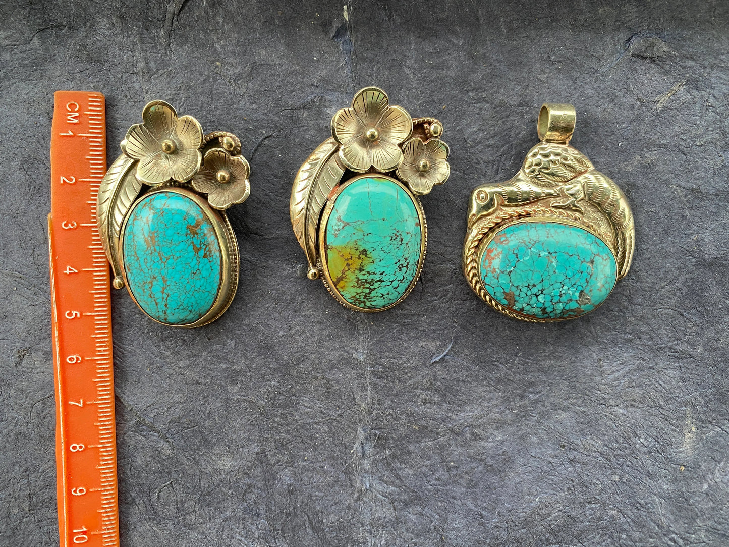 Small Natural Turquoise Stone Tibetan Silver Pendant, Native American Style, For Men or Women, Ethnic Tibetan Jewelry, Energy Stone, Boho