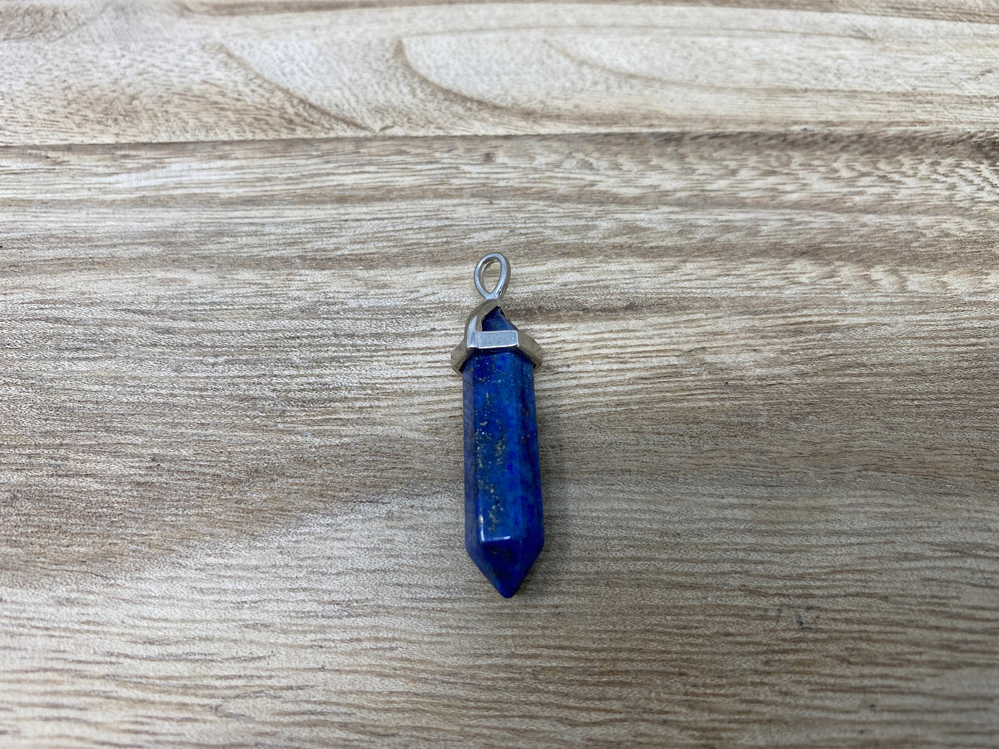 Small Pointed Natural Gemstones Pendant, Tibetan Silver, Crystal/Rose Quartz/Fluorite/Lapis or Amethyst Natural Stone, Pendant for Necklace