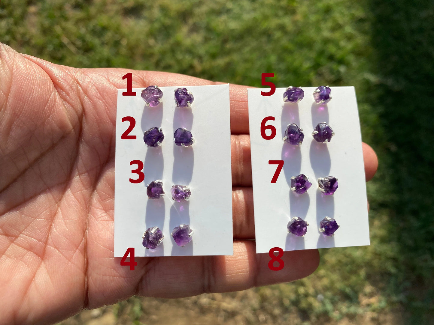 Small Raw Amethyst Gemstone Stud Earrings, Sterling Silver Earrings, Rough Gemstone, Prong Stud, Healing Crystal Earring, Bridesmaid Jewelry
