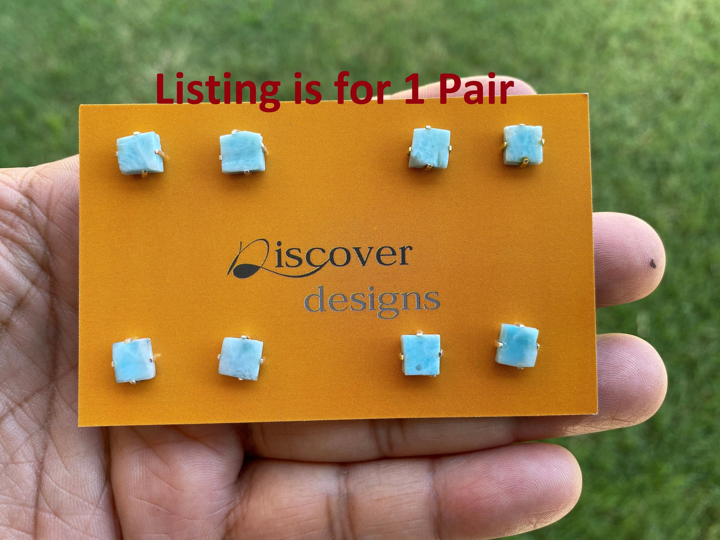 Small Raw Larimar Natural Gemstone Stud Earrings, Sterling Silver Stud Earring, Bridesmaid Earrings, Raw Stone Women Earring, Raw Crystal