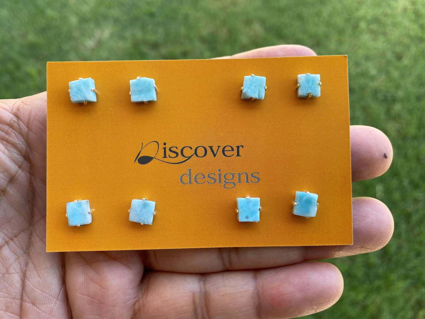 Small Raw Larimar Natural Gemstone Stud Earrings, Sterling Silver Stud Earring, Bridesmaid Earrings, Raw Stone Women Earring, Raw Crystal