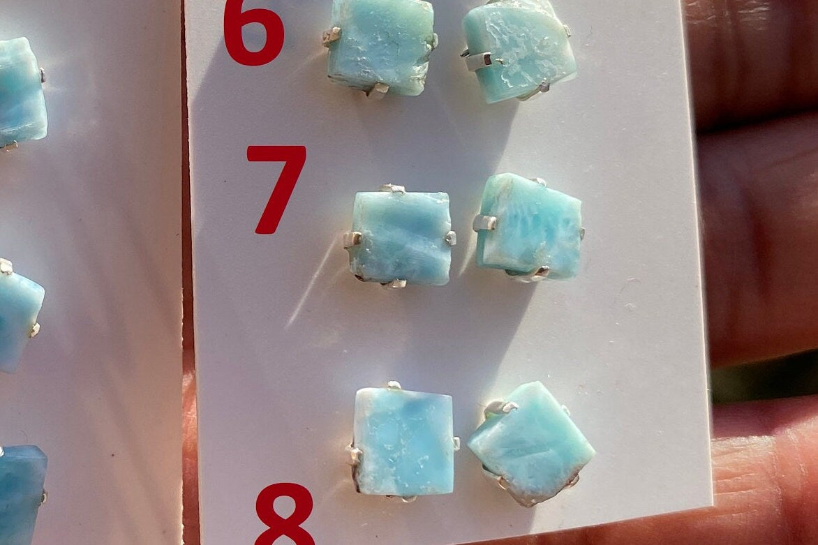 Small Raw Larimar Stud Earrings Sterling Silver, Larimar Earrings, Larimar Jewelry, Raw Larimar Stone, Raw Larimar Slab, Raw Larimar Crystal
