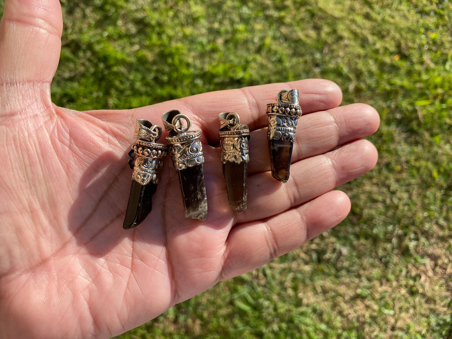 Small Raw Smoky Quartz Natural Stone Tibetan Silver Pendant, Healing Crystals, Root Chakra, Natural Smoky Quartz Jewelry, Crystal Jewelry
