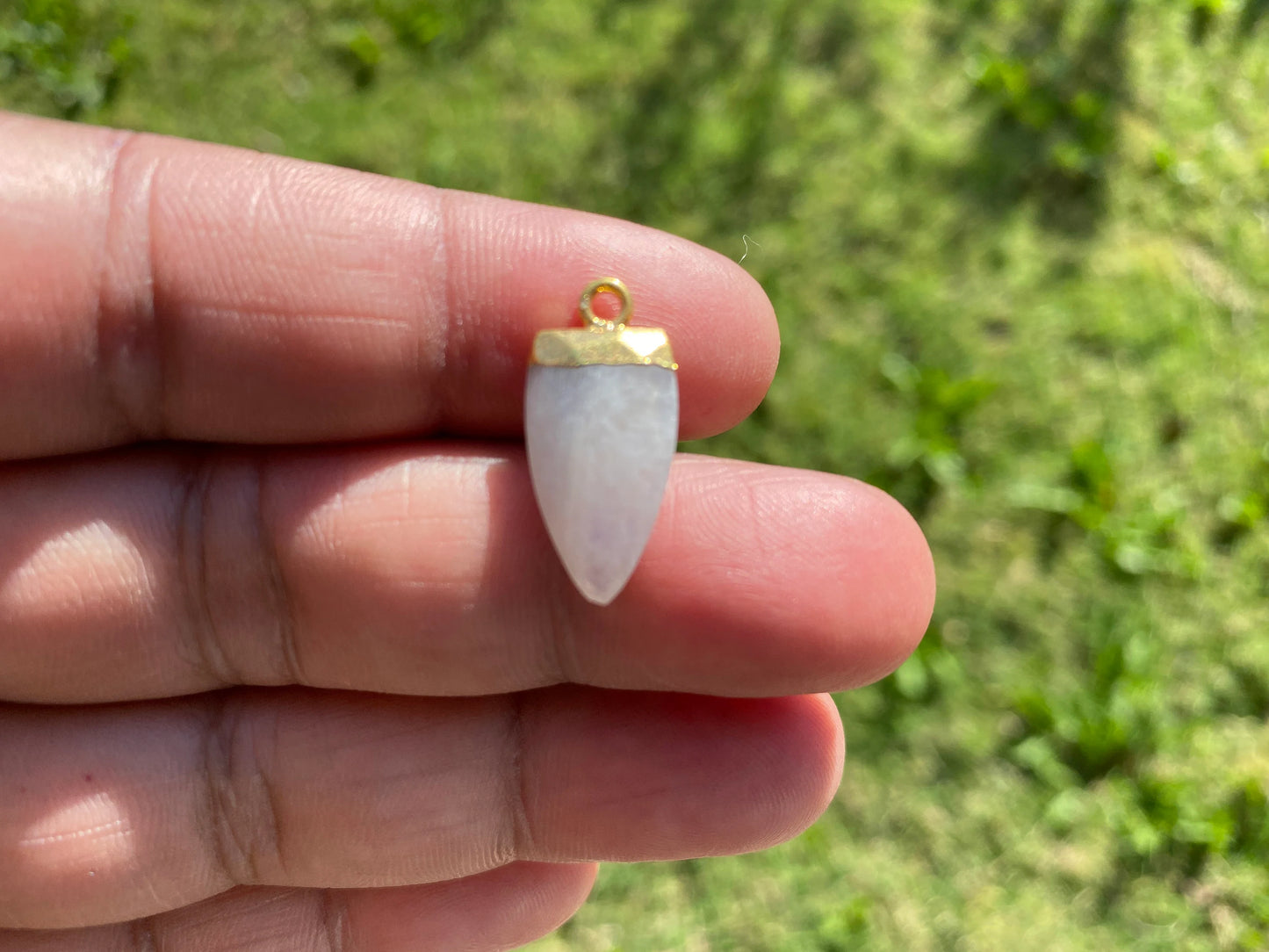 Small Trillion Shape Gemstone Pendant, Faceted Gemstone Connector, Gold Electroplated, Sterling Silver Single Bail, Jewelry Making Supply