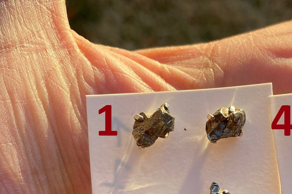 Small Genuine Raw Pyrite Sterling Silver Healing Stone Stud Earrings, Rieke stones , Tiny Raw Gemstone Stud , Geo Earring, Rock Stud Earring