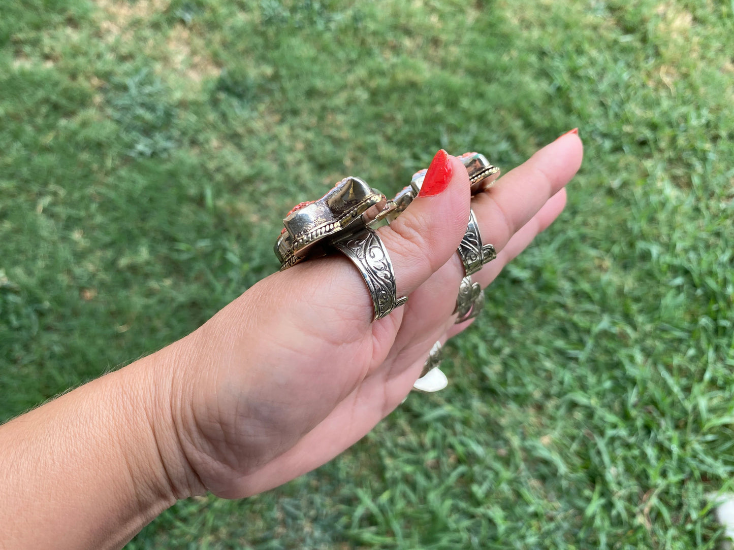 Starfish Adjustable Ring, Spiny Oyster Shell Tibetan Silver, Starfish Designs Jewelry, Southwest Ring, Statement Ring, Native American Style