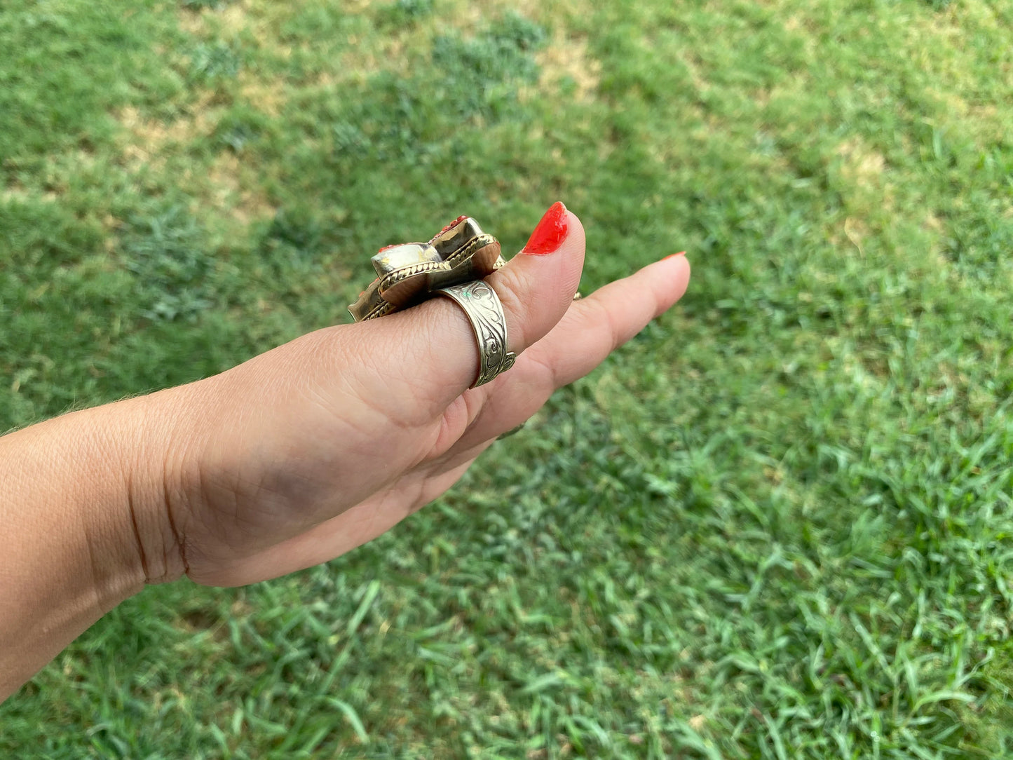 Starfish Adjustable Ring, Spiny Oyster Shell Tibetan Silver, Starfish Designs Jewelry, Southwest Ring, Statement Ring, Native American Style