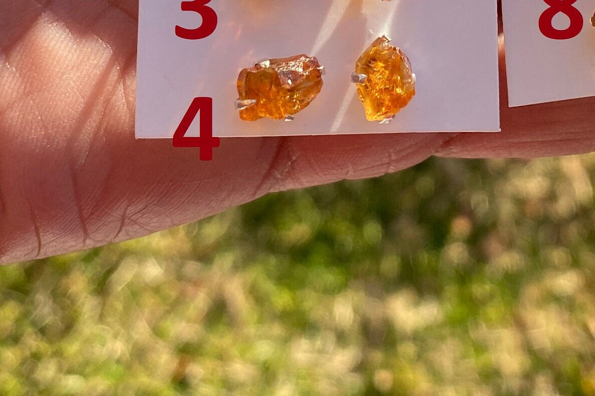 Tiny Raw Citrine Studs Earrings, Sterling Silver Earrings, Rough Citrine Sterling Silver Earring, Raw Citrine Earring, November Birthstone