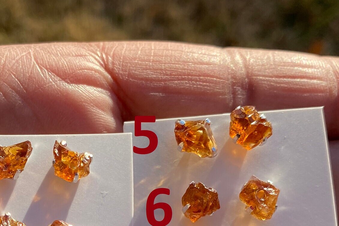 Tiny Raw Citrine Studs Earrings, Sterling Silver Earrings, Rough Citrine Sterling Silver Earring, Raw Citrine Earring, November Birthstone