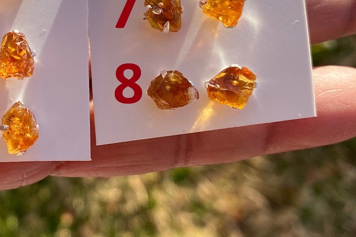 Tiny Raw Citrine Studs Earrings, Sterling Silver Earrings, Rough Citrine Sterling Silver Earring, Raw Citrine Earring, November Birthstone