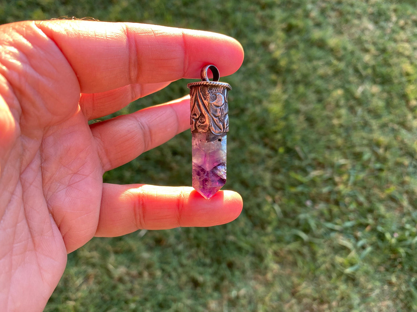Sterling Silver Rainbow Fluorite Crystal Point Small Pendant, Healing Point Crystal, Fluorite Gemstone Point, Natural Fluorite Crystal Point
