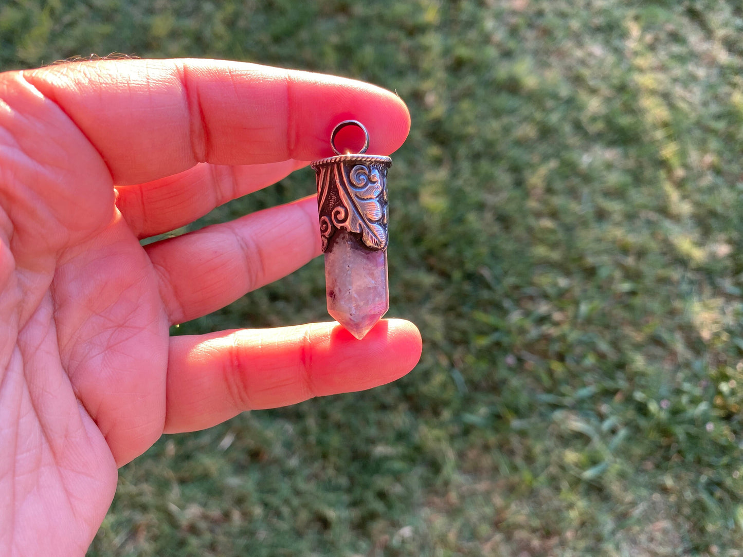 Sterling Silver Rainbow Fluorite Crystal Point Small Pendant, Healing Point Crystal, Fluorite Gemstone Point, Natural Fluorite Crystal Point