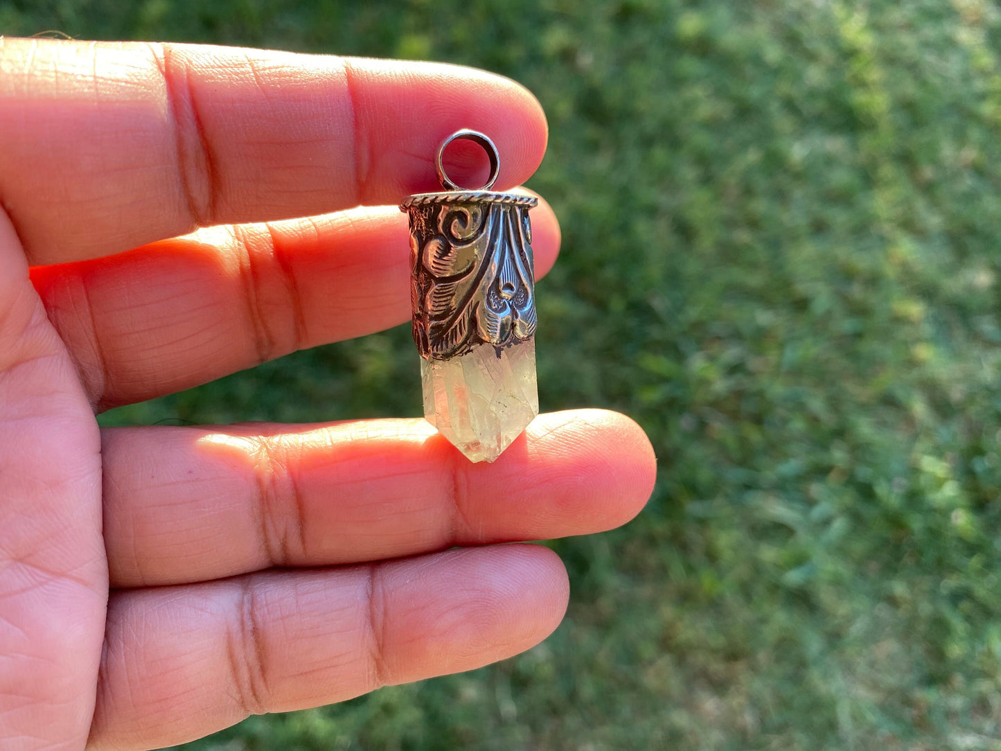 Sterling Silver Rainbow Fluorite Crystal Point Small Pendant, Healing Point Crystal, Fluorite Gemstone Point, Natural Fluorite Crystal Point