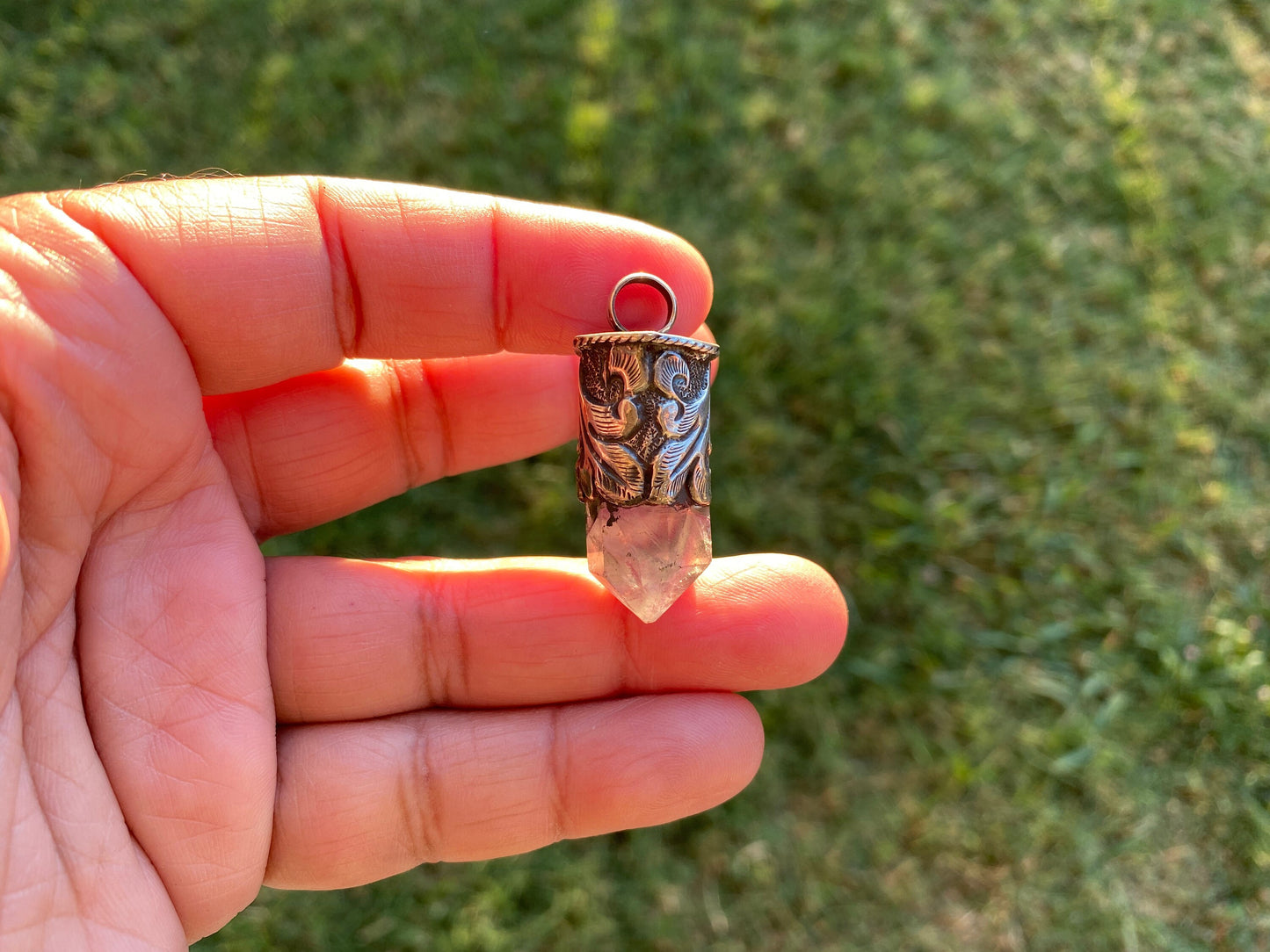 Sterling Silver Rainbow Fluorite Crystal Point Small Pendant, Healing Point Crystal, Fluorite Gemstone Point, Natural Fluorite Crystal Point