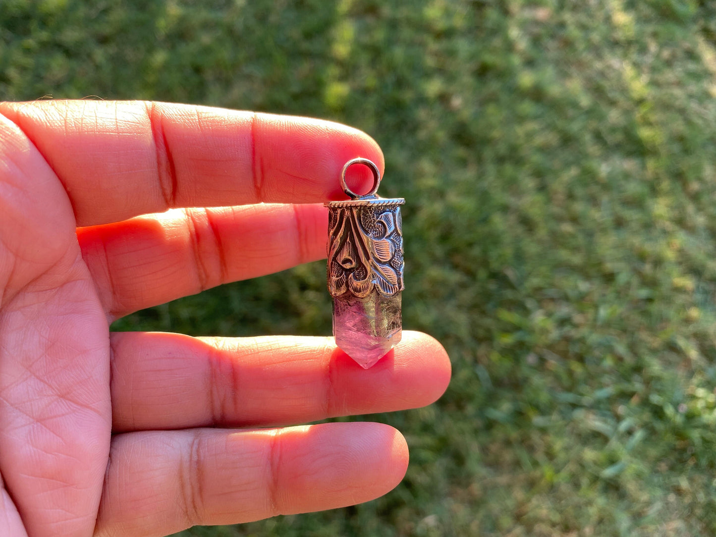 Sterling Silver Rainbow Fluorite Crystal Point Small Pendant, Healing Point Crystal, Fluorite Gemstone Point, Natural Fluorite Crystal Point