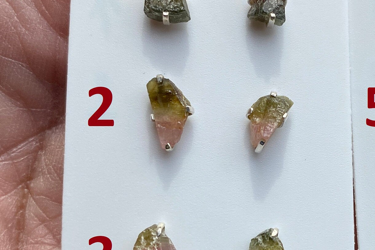 Raw Watermelon Tourmaline Stud Earring, Sterling Silver Studs, Rough Gemstone Earrings, Raw Tourmaline Stud Earrings, Natural Stone Jewelry