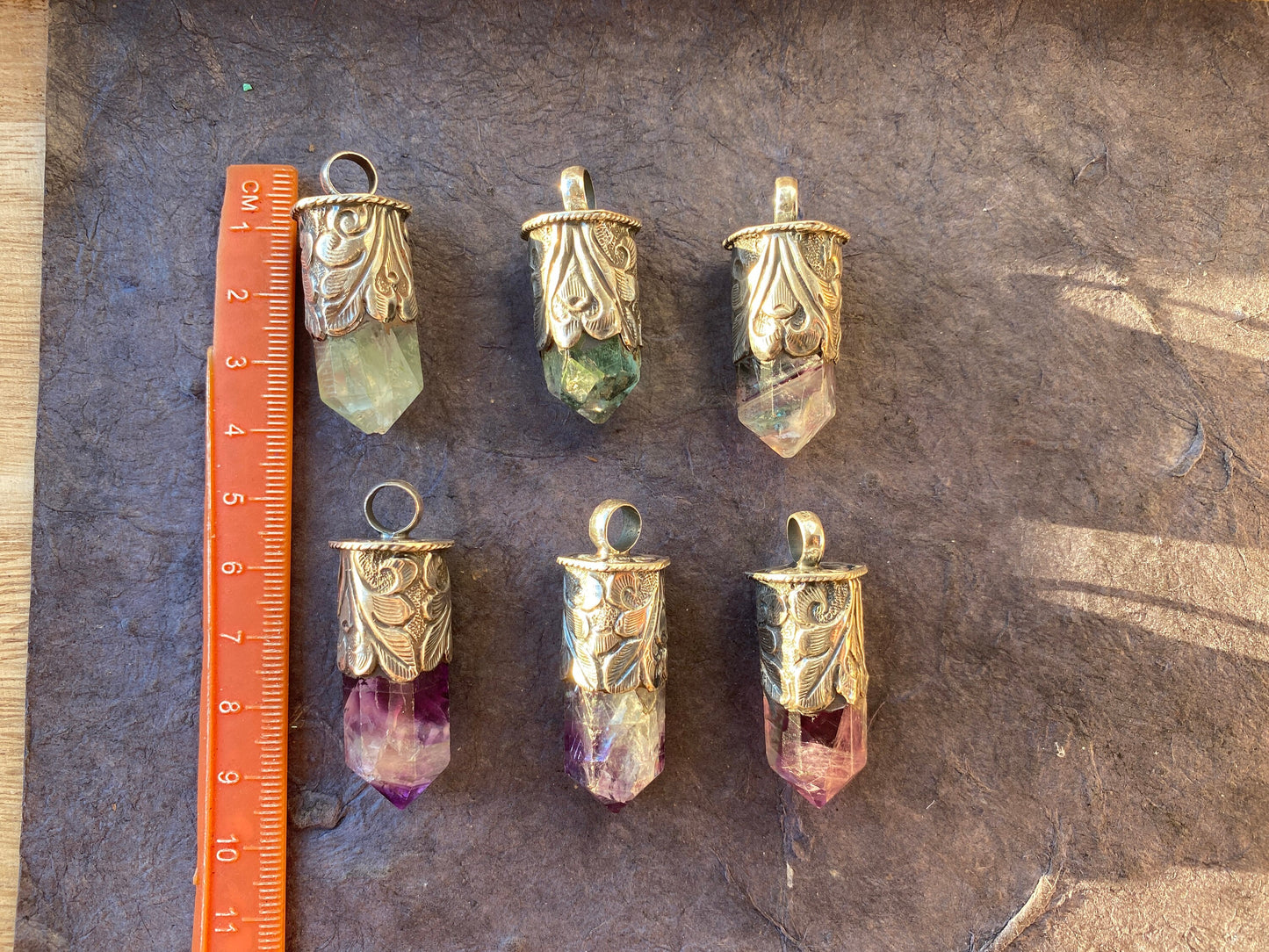 Sterling Silver Rainbow Fluorite Crystal Point Small Pendant, Healing Point Crystal, Fluorite Gemstone Point, Natural Fluorite Crystal Point