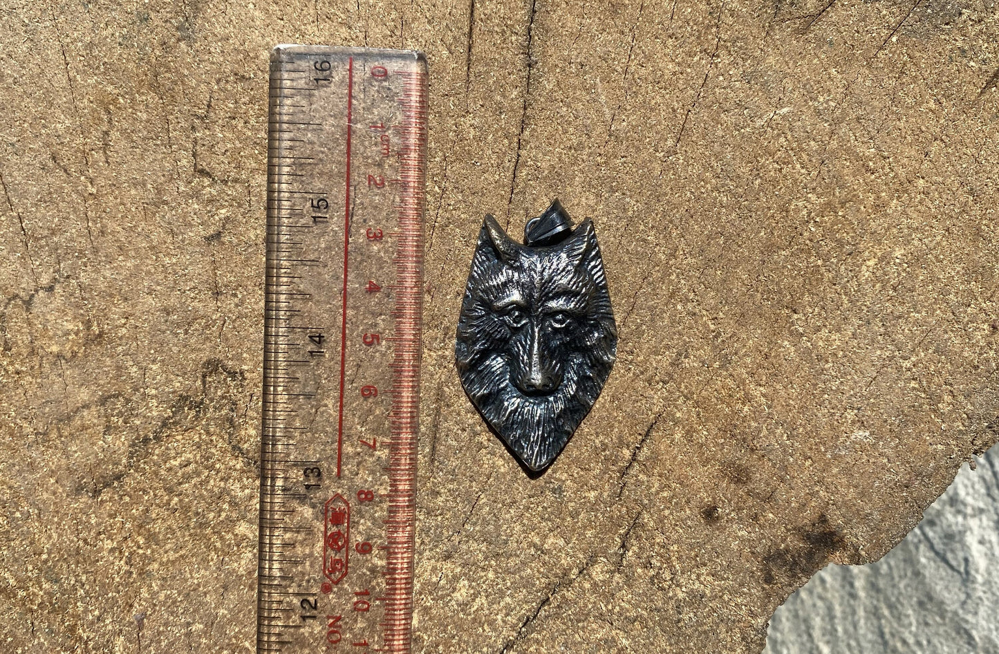 Symbol of Strength: Wolf Head Carving in Tibetan Silver, Bold Wolf Head Pendant, Healing pendant, Unisex Pendant, Hammered design.
