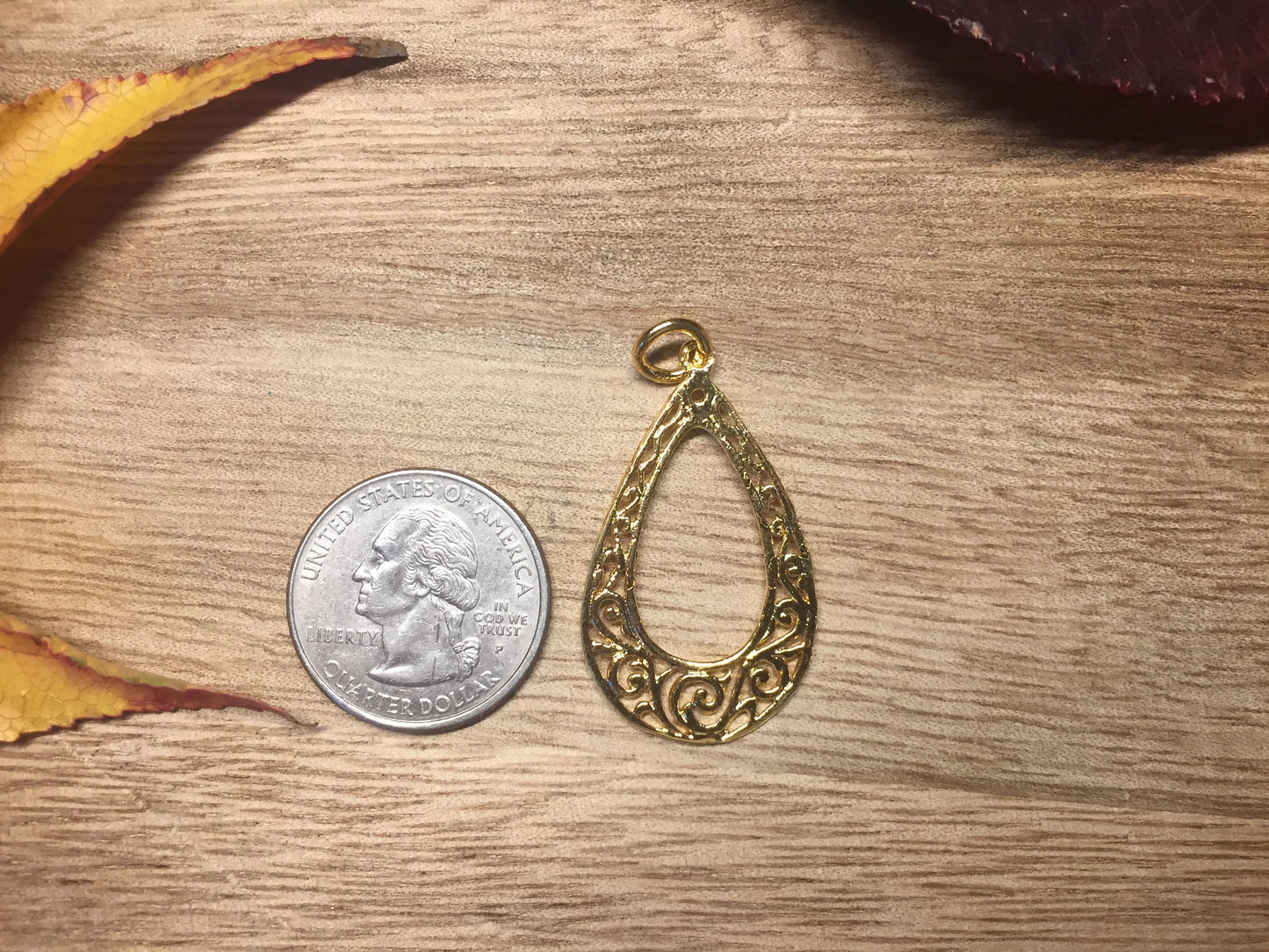 Teardrop Gold Charm,18K Gold Overlay Over Brass,Charms for Earring/Necklace/Bracelets,Bridesmaids Pendant, Jewelry Findings,Jewelry Supplies
