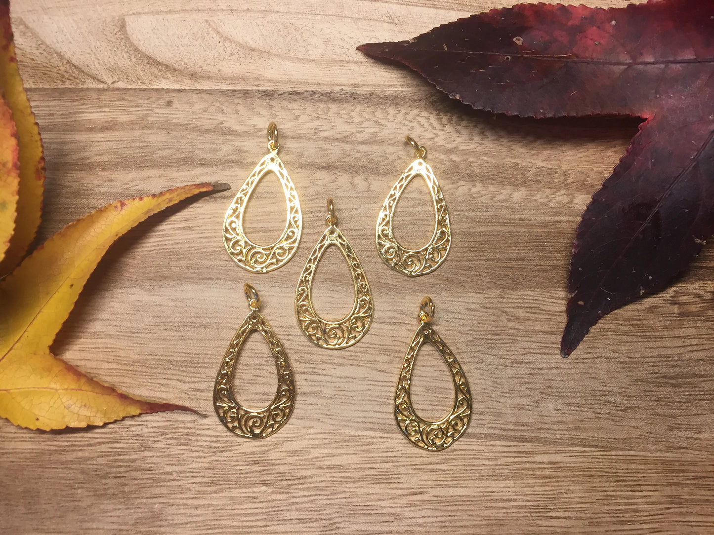 Teardrop Gold Charm,18K Gold Overlay Over Brass,Charms for Earring/Necklace/Bracelets,Bridesmaids Pendant, Jewelry Findings,Jewelry Supplies