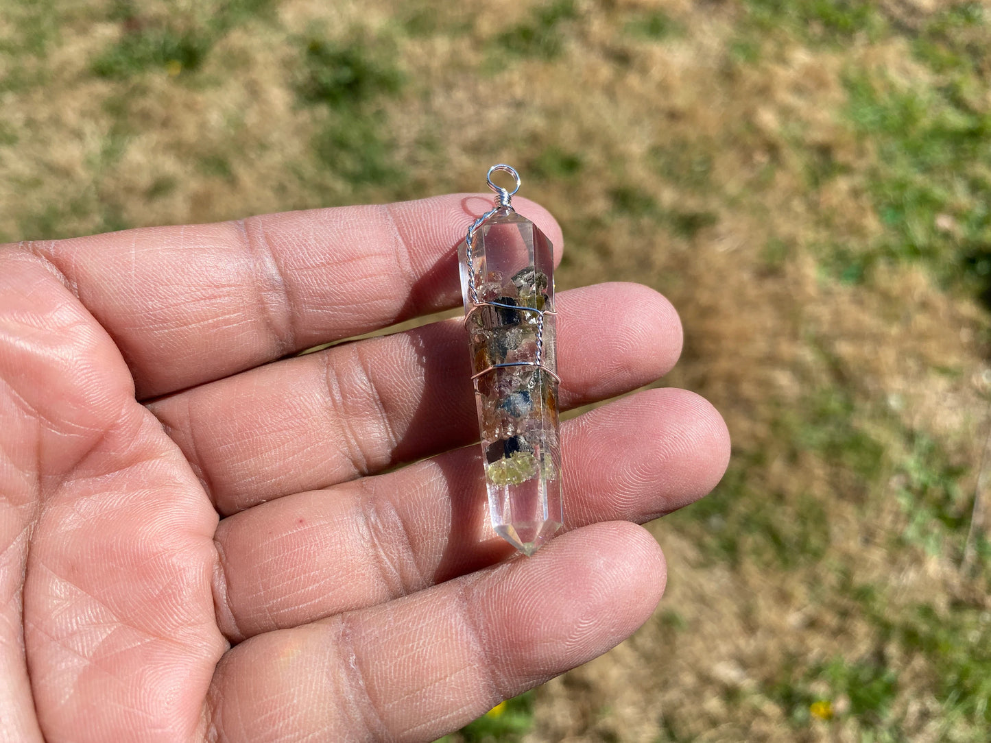 Terminated Pointed Silver Plated Wire Wrapped Gemstone, Crown Chakra, Healing Stone, Bridesmaids Jewelry, Cleansing Stone, Quartz Pendants