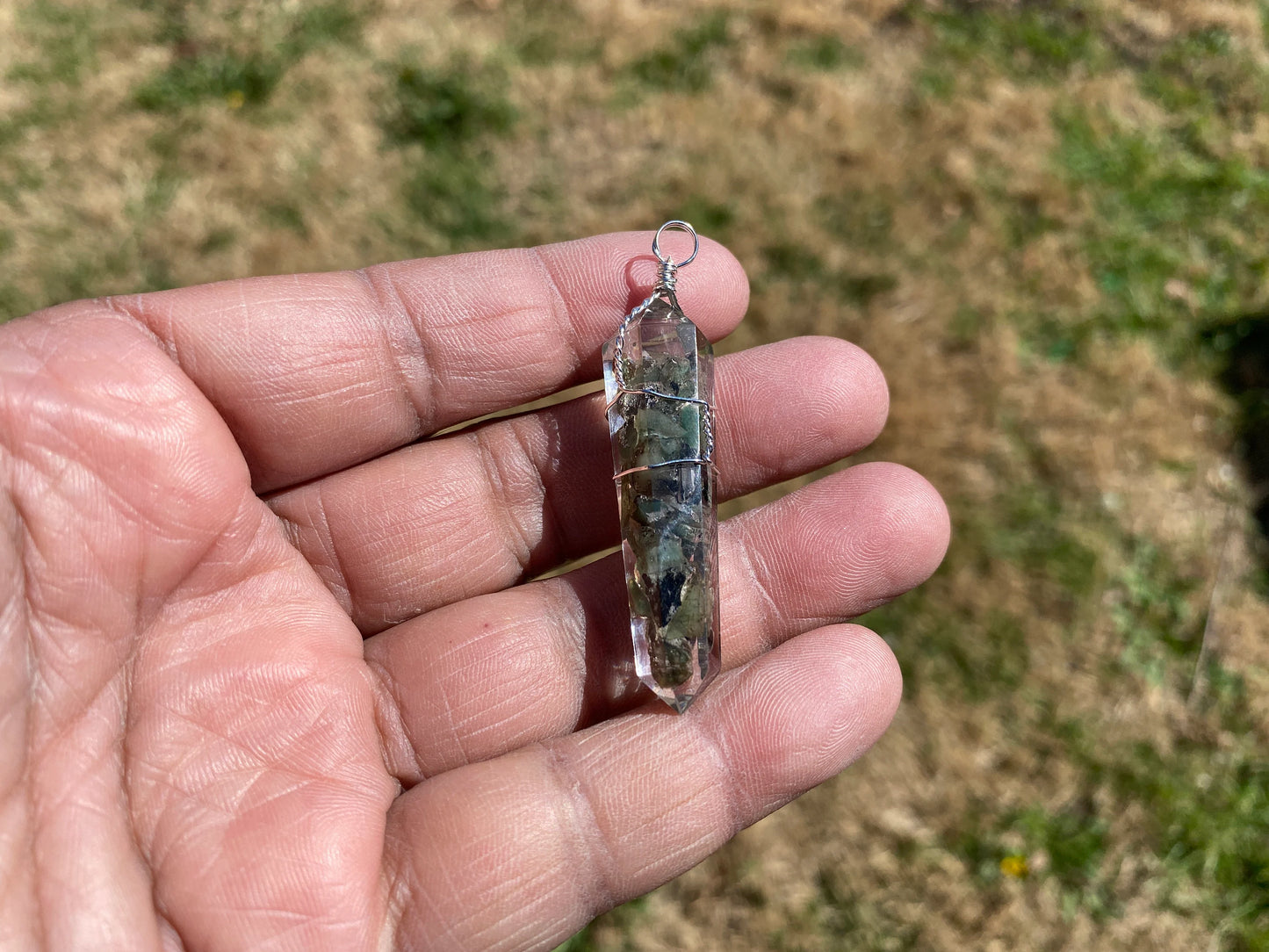 Terminated Pointed Silver Plated Wire Wrapped Gemstone, Crown Chakra, Healing Stone, Bridesmaids Jewelry, Cleansing Stone, Quartz Pendants