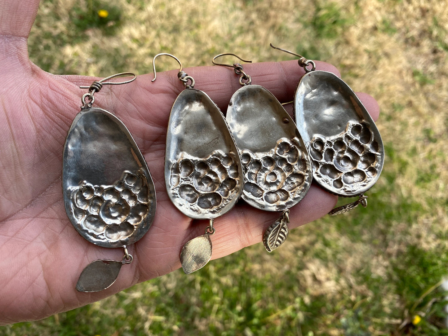 Tibetan Designs Earrings, Made with Tibetan Silver & Green Agate or Purple Agate Stone, Tribal Earrings, Bohemian Earrings, Gift for Wife