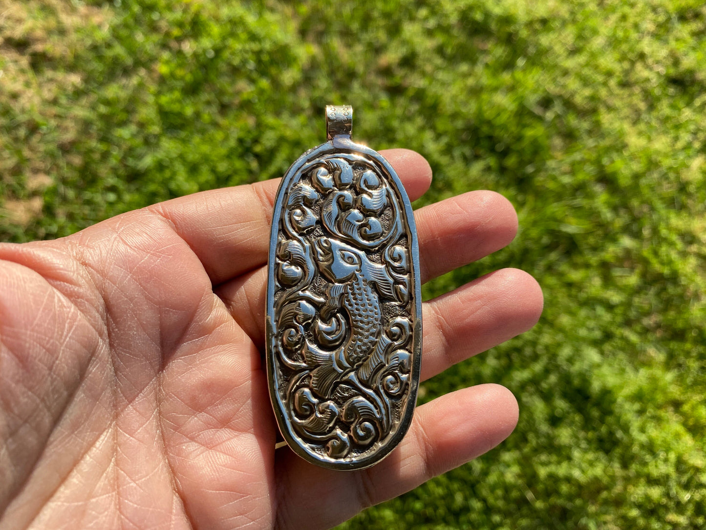 Tibetan Ohm Mani Mantra Hand Carved Buffalo Bone Tibetan Silver Pendant, For Men or Women, Yoga Meditation Jewelry, Unisex Chakra Pendant