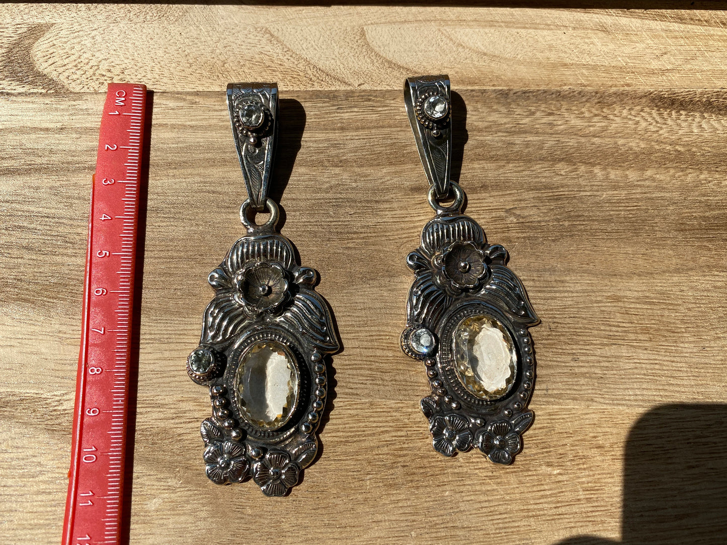 Tibetan Silver Large Pendant, Citrine Gemstone Pendant for Necklace, Jewelry from Nepal, Hand Carved Pendant,Nepal Ethnic Hill Tribe Jewelry