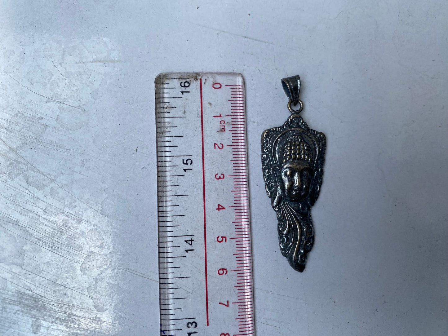 Tibetan Silver Overlay Brass Buddha Head Pendant, Buddhist Jewelry, Tibetan Pendant, Unique Jewelry, Lucky Amulet, Daily Wear, Unisex wear.