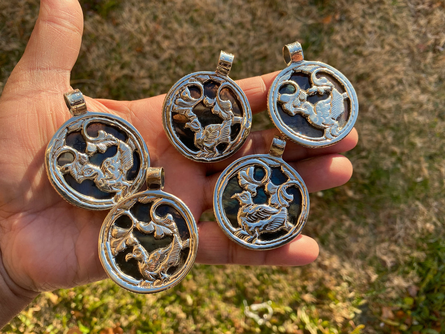 Tiger Hand Carved Labradorite Tibetan Silver Pendant, Tiger Pendant, Labradorite Tiger, Blue Labradorite, Crystal Pendant, Animal Pendant