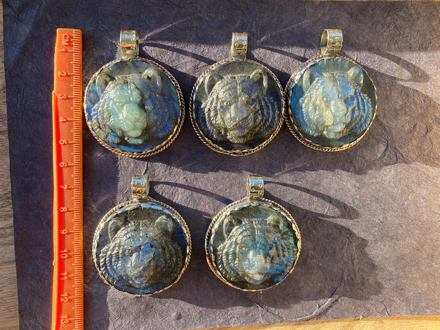 Tiger Hand Carved Labradorite Tibetan Silver Pendant, Tiger Pendant, Labradorite Tiger, Blue Labradorite, Crystal Pendant, Animal Pendant