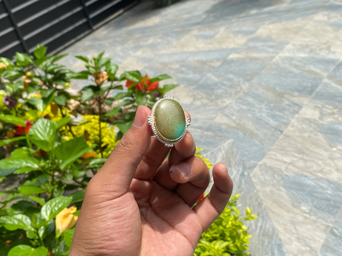 Timeless Treasures: Turquoise Boho Ring for the Modern Woman, Handmade Ring, Hammered Ring, Unisex Ring.
