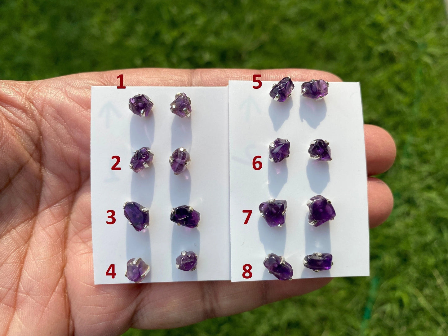 Tiny Raw Amethyst Sterling Silver Earring, Raw Prong Set Stud Earrings, Amethyst Stud Earring, February Birthstone, Small Gemstone Earrings