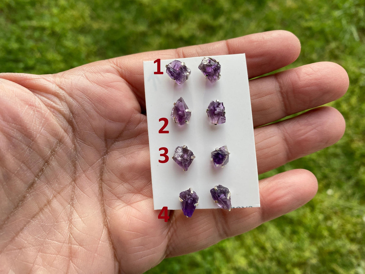 Tiny Raw Amethyst Sterling Silver Earring, Raw Prong Set Stud Earrings, Amethyst Stud Earring, February Birthstone, Small Gemstone Earrings