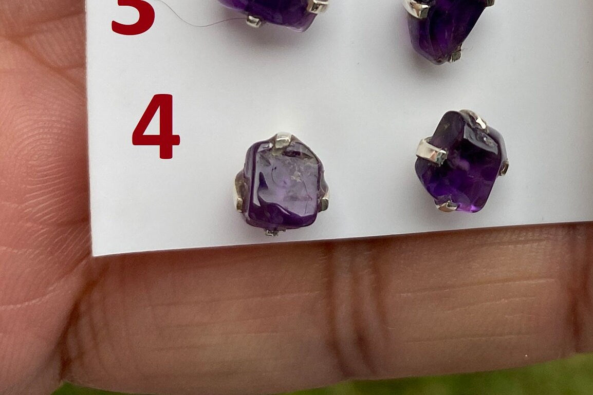 Tiny Raw Amethyst Sterling Silver Earring, Raw Prong Set Stud Earrings, Amethyst Stud Earring, February Birthstone, Small Gemstone Earrings
